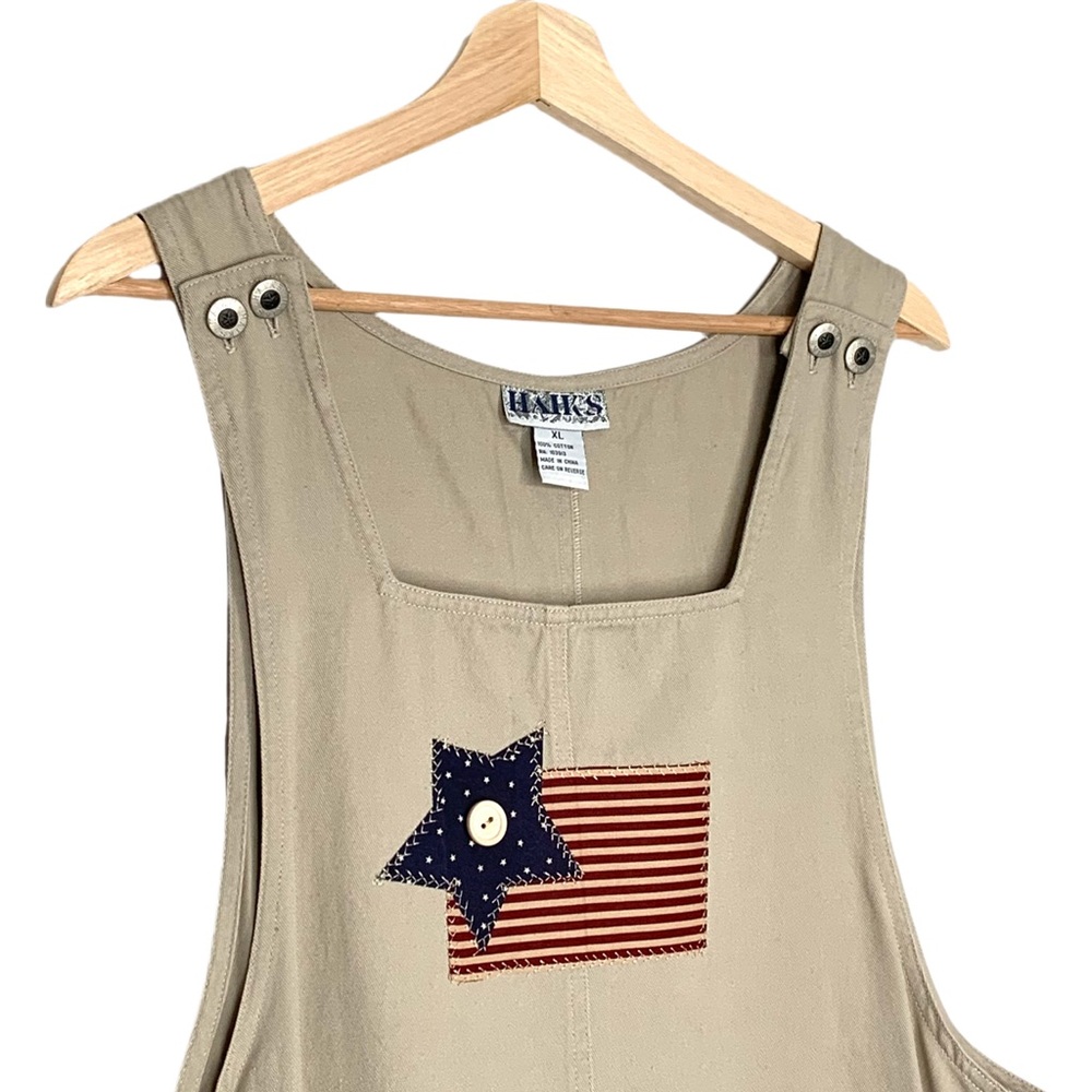 Vintage InFocus Haiks Maxi Jumper in Tan w/ American Flag Appliqué Size XL - Picture 3 of 12